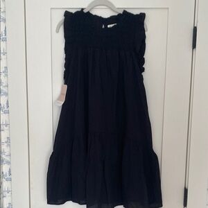 Black Sleeveless Ruffled Smocked  Dress